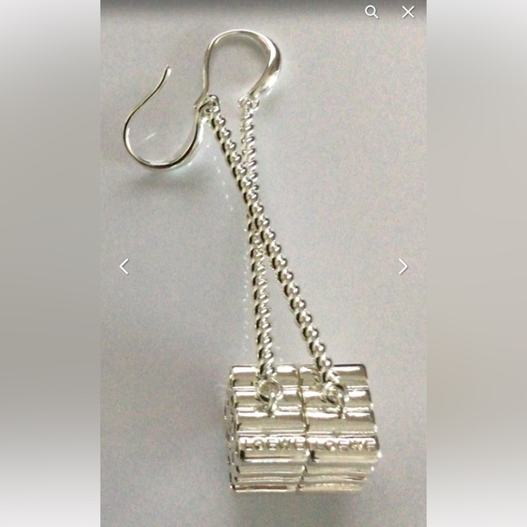 Silver  Loewe Anagram Dangle Earrings - Picture 2 of 2